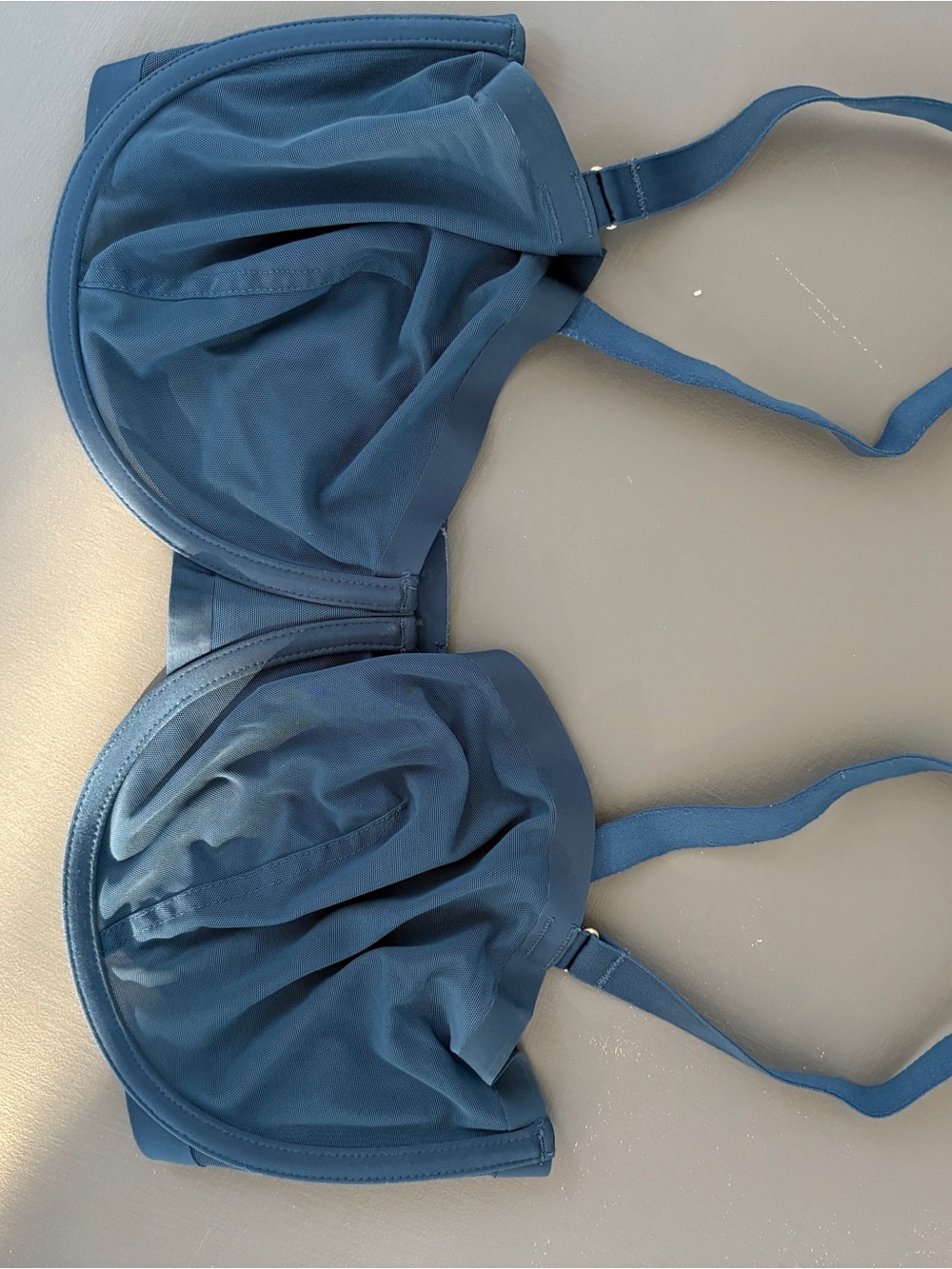 CUUP The Balconette Mesh Underwire Bra Navy Blue Sheer Unlined 34H